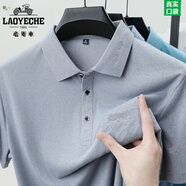 老爺車純棉短袖t恤男休閑夏季新款商務(wù)翻領(lǐng)POLO衫中年爸爸真口袋體恤衫 ZMN916灰色 XL 175推薦140-160斤