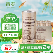 青麥（QINGMAI）12度精釀 原漿啤酒1L*6桶黃啤 12斤整箱禮盒裝 節(jié)日送禮