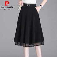皮爾卡丹（pierre cardin）半身裙洋氣a字裙遮肚子夏季顯瘦2025新款小個子高腰跳舞傘裙氣質(zhì) 黑色 舒適透氣抗皺不起球 2XL 118-132