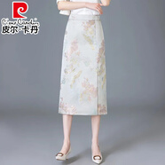 皮爾卡丹（pierre cardin）中式國風(fēng)提花半身裙夏季新款2025氣質(zhì)百搭高腰顯瘦刺繡中長(cháng)一步裙 米白色 L