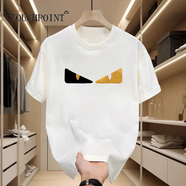 TOUCHPOINT輕奢潮牌 短袖圓領(lǐng)T恤男純棉印花夏季寬松美式雙紗精梳棉打底體恤 A042短袖 白色 L （120-140斤）