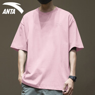 安踏（ANTA） 短袖男t恤男裝上裝春夏季新款純棉潮流針織彈力透氣漸變字母圓領(lǐng) -3香榭粉 XL 180