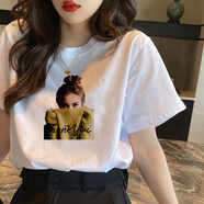以純A21純棉短袖T恤女2025夏季新款百搭字母印花白色寬松套頭上衣 白色【毛衣女孩】 M 建議【95-110斤】