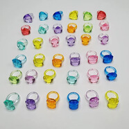 胖東來(lái)同款兒童水晶寶石兒童寶石玩具海洋貝殼亞克力水晶鉆石微縮 無(wú)孔寶石戒指10個(gè) 6種樣式顏色隨