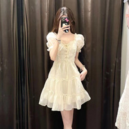 沐依琳法式氣質(zhì)收腰絕美顯瘦公主小個子夏季甜美新款連衣裙仙女裙子 小仙女綁帶連衣裙 【夏季新款】 M 建議95-105斤