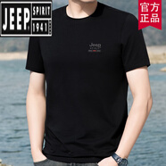吉普（JEEP）2025夏季新款短袖t恤男體恤圓領加大碼純色棉打底衫潮 黑色 L