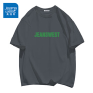 真維斯（Jeanswest）男裝新款簡約字母印花寬松百搭潮流純棉短袖T恤KP 深灰色2040 M
