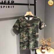 JEEP SPIRIT純棉迷彩短袖T恤新款男女速干超薄圓領(lǐng)迷彩服休閑寬松大碼透氣 迷彩色 L