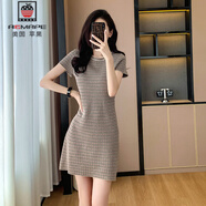 AEMAPE氣質(zhì)通勤條紋連衣裙女2025夏季新款法式復古顯瘦針織包臀裙子女 圖片色 L 建議105-115斤