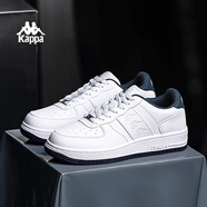 Kappa卡帕男鞋板鞋男春季新款厚底小白鞋子男百搭休閑鞋情侶跑步運動(dòng)鞋 經(jīng)典白/海昌藍 37