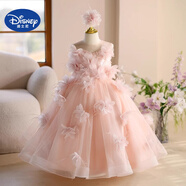 迪士尼（Disney）立體花朵可愛公主裙小女孩生日婚禮花童走秀鋼琴演出服感禮服 粉色 120