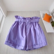 諾逗熊女童外穿短褲2025新款中大童夏季薄款裙褲女孩洋氣外穿韓版中短褲 紫色【腰帶款】 標準色 110