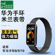 臣頌（CHENSONG）適用華為手環(huán)10磁吸金屬表帶米蘭尼斯華為手環(huán)8/9表帶 HUAWEI智能運(yùn)動(dòng)標(biāo)準(zhǔn)/NFC版band10腕帶黑色