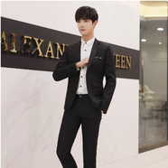 春秋季黑色西裝套裝伴郎服男西服兄弟團(tuán)衣服結(jié)婚禮服正裝高中大學(xué) 單扣 黑色單西裝外套 L (108-120斤)