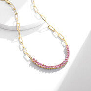 戴拉合金項鏈 女款吊墜飾品時(shí)尚氣質(zhì)甜美粉色微笑項鏈鎖骨鏈X1544001 粉色鋯石鎖骨鏈