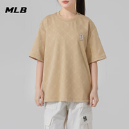 美職棒（MLB）官方短袖女新款2025年張凌赫同款老花上衣半袖男運動夏裝寬松T恤 波士頓隊0153/淺米色(新款) L 175/96A