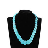 堅銀日本項鏈女母親節(jié)綠松石復(fù)古精品毛衣鏈波希米亞民族風(fēng)情鎖骨疊片 松石蘭碟片項鏈[1條]鏈長55cm