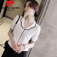 皮爾卡丹娃娃領(lǐng)冰絲t恤針織衫女短袖夏季韓版小香風(fēng)百搭外穿顯瘦修身上衣 白色今年流行的輕奢品牌 S 建議75-95斤