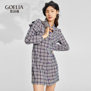 歌莉婭（GLORIA）Gloria/歌莉婭   收腰格紋連衣裙  112J4K740 40C紫格 S