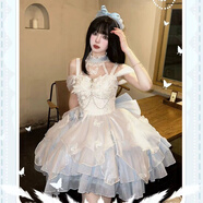 歐維沃【天鵝湖】韓版收腰公主小禮服lolita顯瘦細(xì)閃蝴蝶蓬蓬裙 【天鵝湖】白藍(lán)蝴蝶裙 S