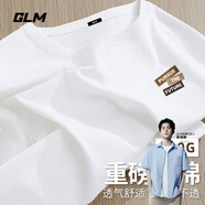 GLM敖瑞鵬代言t恤男生夏季2025純棉寬松打底衫男款圓領(lǐng)吸汗透氣體恤 白#PGL希望標 L