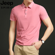JEEP SPIRIT吉普冰絲polo衫男錦綸氨綸速干男士短袖t恤夏季中青年商務(wù)體恤 1199海棠紅 2XL 建議150-165斤