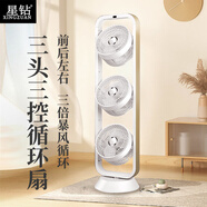 星鉆（Xingzuan） 空氣循環(huán)扇日式渦輪對流電風(fēng)扇家用節(jié)能小型低噪音臺式遙控扇循環(huán)風(fēng)旋轉(zhuǎn)搖頭 FSJ-D3三頭空氣循環(huán)扇