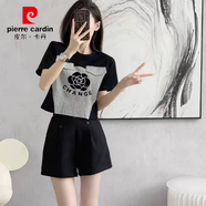 皮爾卡丹（pierre cardin）夏季小香風(fēng)短褲休閑運動(dòng)套裝女2025新款小個(gè)子減齡時(shí)尚洋氣兩件套 花朵套裝 XL