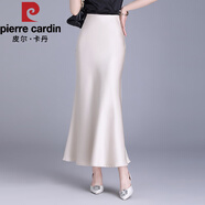 皮爾卡丹（pierre cardin）醋酸魚尾裙半身裙女2025夏季新款高腰包臀裙中長款修身顯瘦一步裙 香檳色 L 110-130