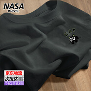 NASA MARVEL純棉短袖男t恤2025新款貓咪半袖男女夏季體恤青少年百搭潮流男裝 灰色 M （建議100-120斤）