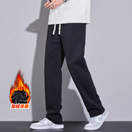 JEEP SPIRIT吉普高端白色休閑褲子男2025秋冬季新款寬松直筒闊腿運動(dòng)休閑長(cháng)褲 黑色 加絨 4XL 【（38-39碼）體重180-195