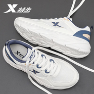 特步（XTEP）男鞋運動鞋子男漫步跑步鞋2025新款減震回彈軟底跑鞋休閑鞋子男 帆白/灰黛藍 44