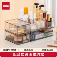 得力三層桌面收納盒抽屜式辦公室書(shū)桌用品文具文件分類(lèi)多層儲物盒宿舍化妝品首飾雜物防塵透明PJ214