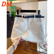 DALEY MODE2025新款韓國韓版感白色短裙女夏高腰寬松a字版包臀裙子 杏色 L 110-120斤