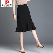 皮爾卡丹（pierre cardin）黑色魚(yú)尾裙半身裙中長(zhǎng)款春夏新款裙子夏季大碼女裝高腰包臀裙 黑色 S