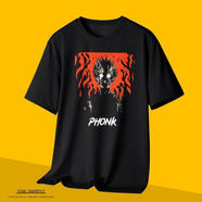 新款phonk T恤短袖速干音樂衣服青少年衣服亞文化汗衫定制半截袖 肉色 黑色4 M