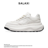 莎萊茜（SALAXI）2025新款歐貨踏云系列零重力小白鞋百搭輕奢厚底增高運動(dòng)休閑鞋男 白色 42