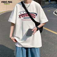 Foss Phil短袖t恤男女士夏季純棉寬松休閑潮流印花打底衫男裝DT06白色2XL