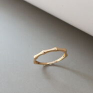 ZHIO韓國進(jìn)口純14K金戒指女素金竹節高級感K黃金戒子首飾禮物好搭配 14K金色【現貨】 女士11號