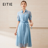 愛特愛（EITIE）【通透網(wǎng)紗襯衫連衣裙】夏日清爽通勤2025夏季新款女裙B2507658 洗水藍32 M (160)