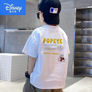 迪士尼（Disney）童裝男童短袖T恤兒童純棉上衣2025夏季新款帥氣男孩半袖網(wǎng)紅夏裝 白色 110 【建議20-30斤】