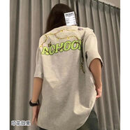 阿瑪瑟100%純棉女花卉新款美式復(fù)古學(xué)院短袖T恤女夏季ins超火半袖小眾男 220克-花灰 S 建議85-95斤