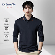 卡爾丹頓（KALTENDIN）春季男士POLO衫商務(wù)休閑翻領(lǐng)上衣長(cháng)袖T恤衫 寶藍色 M