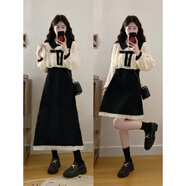HUALIN FASHION廣州十三行法式顯瘦蝴蝶結(jié)襯衫連衣裙 短裙 XL