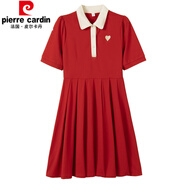 皮爾卡丹（pierre cardin）求婚情侶裝秋裝2025新款感紅色短袖T恤POLO.領一裙一衣套裝男 女款連衣裙 S