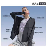 蕉下森林防曬衣女原紗正肩大帽檐落肩中長款防曬服夏季薄冰絲透氣寬松外套 落肩款--黑色 M XF碼(適合180c以下，160斤以