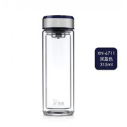 希諾（HEENOOR）雙層玻璃杯耐熱便攜商務(wù)男士泡茶杯 XN-6711藍色 315ml 301-400ml