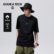 GUUKA TECH古由卡短袖t恤男2025夏季新款寬松休閑百搭圓領(lǐng)上衣男 黑色 M