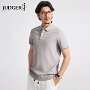 莊吉   JUDGER【100%棉】短袖T恤男2025夏季新款商務休閑親膚透氣純色POLO衫 淡灰 M 170/88A