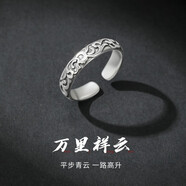 締晶925銀貔貅戒指男開(kāi)口單身尾戒生日禮物送男友老公高級實(shí)用首飾 萬(wàn)里祥云男款戒指-配禮盒